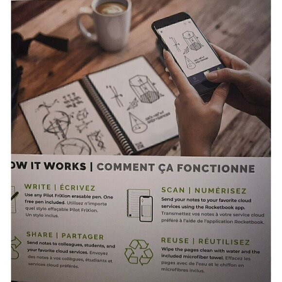 RocketBook Core Executive Size Reusable Smart Notebook W/Pilot FriXion Erase Pen - Picture 4 of 5